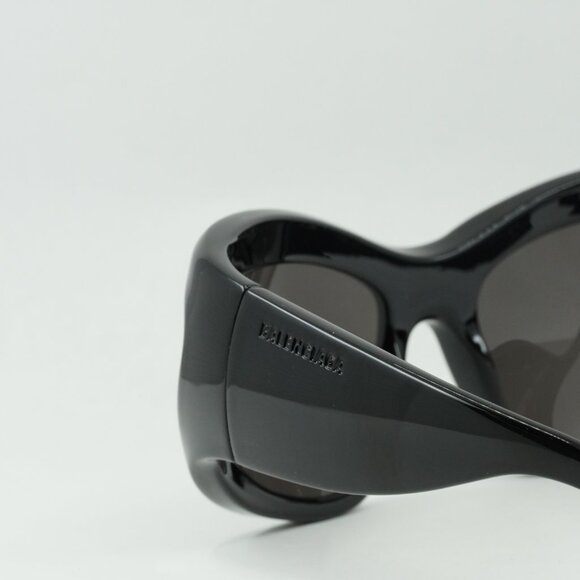 Balenciaga BB0228S 001 Sunglasses Black Geometric Frame, Grey Lenses main image 4